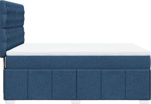 vidaXL Łóżko kontynentalne z materacem, niebieskie, tkanina, 160x200cm 5