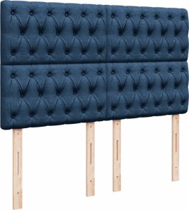 vidaXL Łóżko kontynentalne z materacem, niebieskie, tkanina, 160x200cm 7