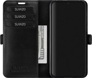 Surazo SURAZO Premium MJ - Skórzane Etui Na Smartphone Portfel z Klapką - Dakota Czarny Xiaomi 12T Pro 2
