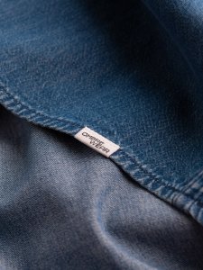 Ombre Koszula męska jeansowa na zatrzaski z kieszonkami - niebieska V2 OM-SHDS-0115 XXL 7