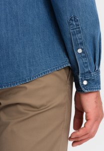 Ombre Koszula męska jeansowa na zatrzaski z kieszonkami - niebieska V2 OM-SHDS-0115 XXL 9