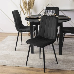 Mebel Elite Krzesło Tapicerowane do Jadalni IBIS Czarne Welurowe Nowoczesne Loft 1