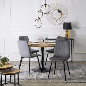 Mebel Elite Krzesło Tapicerowane do Jadalni IBIS Szare Welurowe Nowoczesne Loft 1