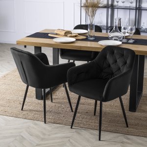 Mebel Elite Krzesło Tapicerowane do Salonu VIKI Czarne Welurowe Nowoczesne Loft 1