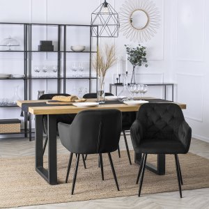 Mebel Elite Krzesło Tapicerowane do Salonu VIKI Czarne Welurowe Nowoczesne Loft 2