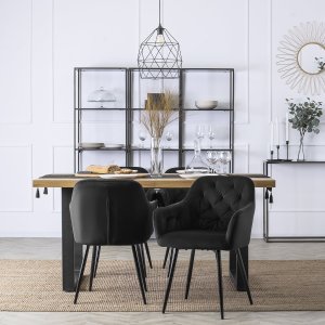 Mebel Elite Krzesło Tapicerowane do Salonu VIKI Czarne Welurowe Nowoczesne Loft 3