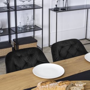 Mebel Elite Krzesło Tapicerowane do Salonu VIKI Czarne Welurowe Nowoczesne Loft 4