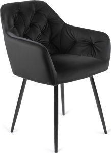 Mebel Elite Krzesło Tapicerowane do Salonu VIKI Czarne Welurowe Nowoczesne Loft 5