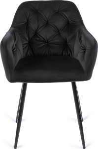 Mebel Elite Krzesło Tapicerowane do Salonu VIKI Czarne Welurowe Nowoczesne Loft 6