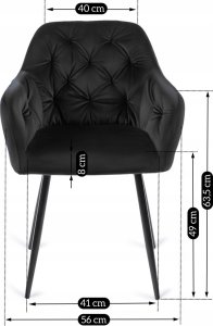 Mebel Elite Krzesło Tapicerowane do Salonu VIKI Czarne Welurowe Nowoczesne Loft 9