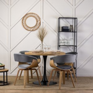 Mebel Elite Krzesło Tapicerowane z Drewna Giętego GARY Dąb Złoty/Szare Nowoczesne Loft 2