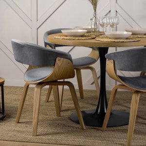 Mebel Elite Krzesło Tapicerowane z Drewna Giętego GARY Dąb Złoty/Szare Nowoczesne Loft 4