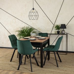 Mebel Elite Krzesło Tapicerowane do Salonu RICK Zielone Welurowe Nowoczesne Loft 4