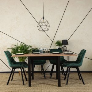 Mebel Elite Krzesło Tapicerowane do Salonu RICK Zielone Welurowe Nowoczesne Loft 5