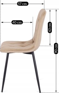 Mebel Elite Krzesło Tapicerowane do Salonu ROBIN Beżowe Welurowe Nowoczesne Loft 11