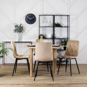 Mebel Elite Krzesło Tapicerowane do Salonu ROBIN Beżowe Welurowe Nowoczesne Loft 2