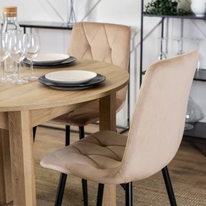 Mebel Elite Krzesło Tapicerowane do Salonu ROBIN Beżowe Welurowe Nowoczesne Loft 3