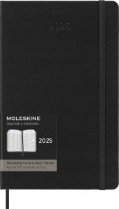 Moleskine Kalendarz tygodniowy vertykalny MOLESKINE Pro 2025, 12M, L, twarda oprawa, 13x21cm, czarny 1