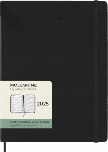 Moleskine Kalendarz tygodniowy MOLESKINE 2025, 12M, XL, twarda oprawa, 19x25cm, czarny 1