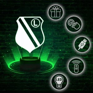 Lampka biurkowa Creative Lampka Nocna Biurkowa Legia Warszawa Herb Logo Podświetlany 3D + Pilot 7