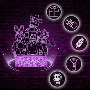 Lampka biurkowa Creative Lampka Nocna Biurkowa Dla Dzieci Fnaf Five Nights At Freddy's Led + Pilot 7