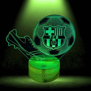 Lampka biurkowa Creative Lampka Nocna Biurkowa Dla Dzieci Fc Barcelona Piłka Korki 16 Led 3D + Pilot 3