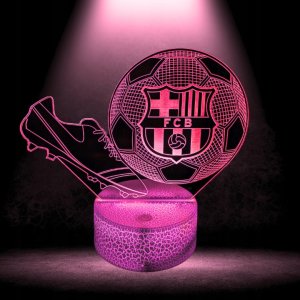 Lampka biurkowa Creative Lampka Nocna Biurkowa Dla Dzieci Fc Barcelona Piłka Korki 16 Led 3D + Pilot 5