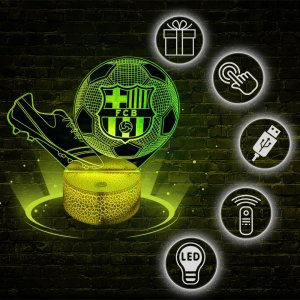Lampka biurkowa Creative Lampka Nocna Biurkowa Dla Dzieci Fc Barcelona Piłka Korki 16 Led 3D + Pilot 7
