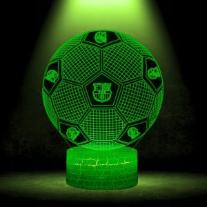 Lampka biurkowa Creative Lampka Nocna Biurkowa Dla Dzieci Fc Barcelona Piłka Herb 16 Led 3D + Pilot 2