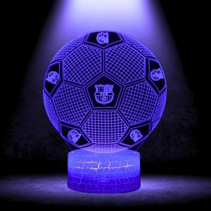 Lampka biurkowa Creative Lampka Nocna Biurkowa Dla Dzieci Fc Barcelona Piłka Herb 16 Led 3D + Pilot 5