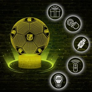 Lampka biurkowa Creative Lampka Nocna Biurkowa Dla Dzieci Fc Barcelona Piłka Herb 16 Led 3D + Pilot 6