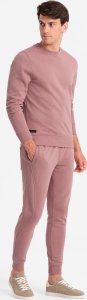 Ombre Dresowy komplet męski bawełniany BASIC bluza nierozpinana + joggery  ciemnoróżowy V4 Z84 XXL 4