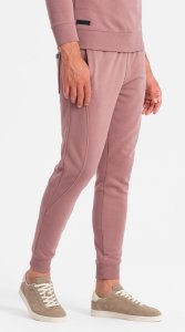 Ombre Dresowy komplet męski bawełniany BASIC bluza nierozpinana + joggery  ciemnoróżowy V4 Z84 XXL 5