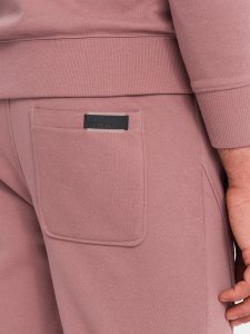 Ombre Dresowy komplet męski bawełniany BASIC bluza nierozpinana + joggery  ciemnoróżowy V4 Z84 XXL 7