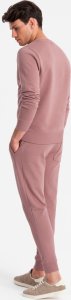 Ombre Dresowy komplet męski bawełniany BASIC bluza nierozpinana + joggery  ciemnoróżowy V4 Z84 XXL 8