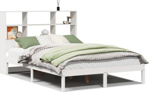 vidaXL vidaXL Łóżko z regałem, bez materaca, białe, 120x190 cm, sosnowe 2