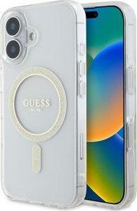 Guess Guess GUHMP16SHFGERET iPhone 16 6.1" przeźroczysty/transparent hardcase IML Glitter Circle MagSafe 1