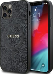 Guess Guess GUHMP12MG4GFRK iPhone 12/12 Pro 6.1" czarny/black hardcase 4G Collection Leather Metal Logo MagSafe 1