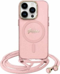 Guess Guess GUHMP16SHCTSGNSP iPhone 16 6.1"     różowy/pink hardcase Crossbody Cord Script MagSafe 1