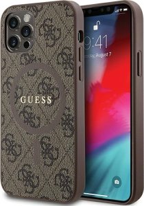 Guess Guess GUHMP12MG4GFRW iPhone 12/12 Pro 6.1" brązowy/brown hardcase 4G Collection Leather Metal Logo MagSafe 1