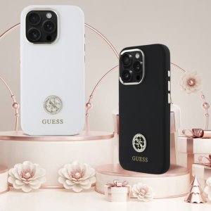 Guess Guess GUHCP16SM4DGPK iPhone 16 6.1"       czarny/black hardcase Silicone Logo Strass 4G 11