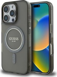 Guess Guess GUHMP16LHFGEREK iPhone 16 Pro 6.3"  czarny/black hardcase IML Glitter Circle MagSafe 1