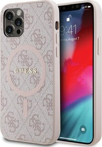 Guess Guess GUHMP12MG4GFRP iPhone 12/12 Pro 6.1" różowy/pink hardcase 4G Collection Leather Metal Logo MagSafe 1