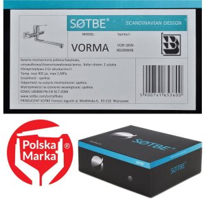 Bateria kuchenna Sotbe SOTBE VORMA Bateria kuchenna ścienna kwadratowa Ruchoma wylewka 30 cm 3