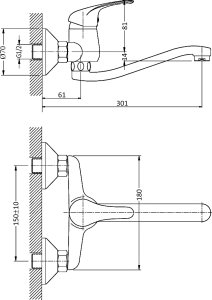 Bateria kuchenna Sotbe SOTBE ATRAN  Bateria kuchenna ścienna zlewozmywakowa Ruchoma wylewka 30 cm 4