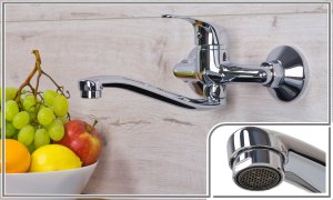 Bateria kuchenna Sotbe SOTBE ATRAN  Bateria kuchenna ścienna zlewozmywakowa Ruchoma wylewka 30 cm 6