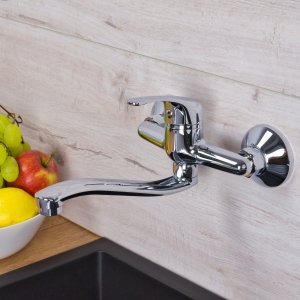 Bateria kuchenna Sotbe SOTBE ATRAN  Bateria kuchenna ścienna zlewozmywakowa Ruchoma wylewka 30 cm 7