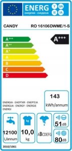 Pralka Candy Candy RapidÓ RO 16106DWME/1-S pralka Od przodu 10 kg 1600 RPM Biały 4