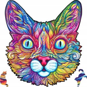 Pan i Pani Gadżet Puzzle Drewniane Dla Dorosłych Kolorowy Kot S 1