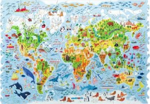 Pan i Pani Gadżet Puzzle Drewniane Dla Dzieci Kolorowa Mapa Świata Prezent 1
